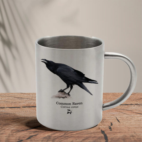 Μεταλλική κούπα 280ml - Κόρακας, Corvus corax (Raven) - Image 2