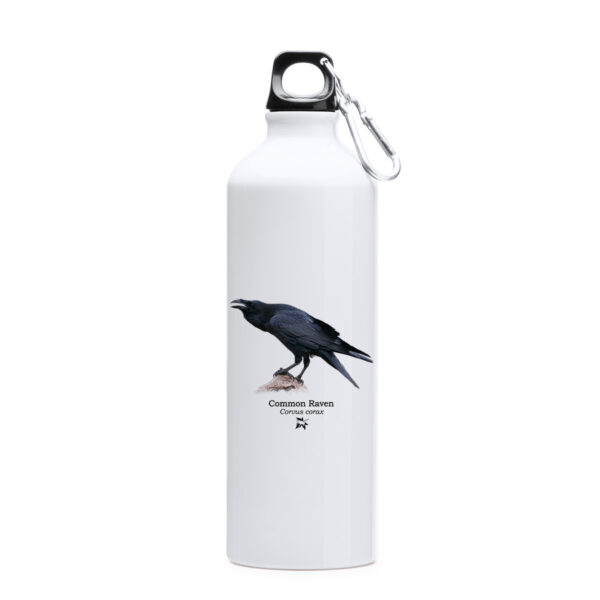 Λευκό μεταλλικό μπουκάλι με Κόρακα, Corvus corax - Image 2