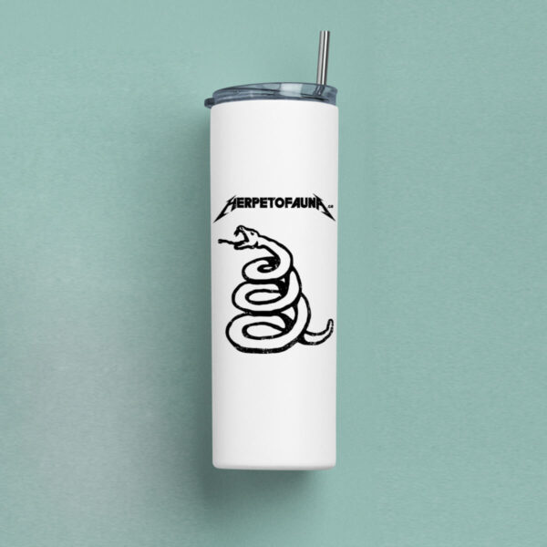 Ποτήρι Θερμός 570ml με μεταλλικό καλαμάκι - λογότυπο herpetofauna.gr σε στυλ Metallica