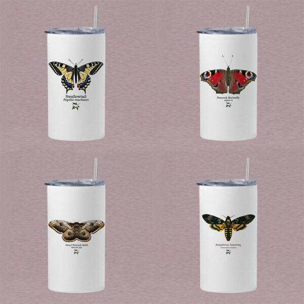 Ποτήρι thermos 360 ml με καλαμάκι - ΠΕΤΑΛΟΥΔΕΣ (διάφορα σχέδια)